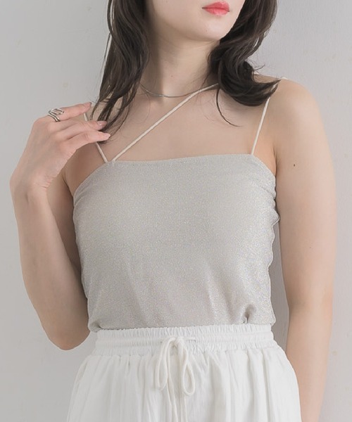 RETRO GIRL（レトロガール）の「アソートカップ付キャミ（キャミソール・レディース・オフホワイト/ナチュラル/ブルー/ブラック/ブラウン・FREE）」の4枚目の写真