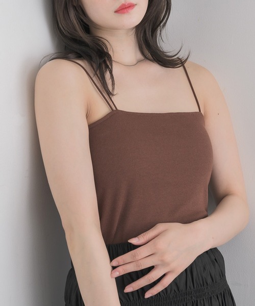 RETRO GIRL（レトロガール）の「アソートカップ付キャミ（キャミソール・レディース・オフホワイト/ナチュラル/ブルー/ブラック/ブラウン・FREE）」の3枚目の写真