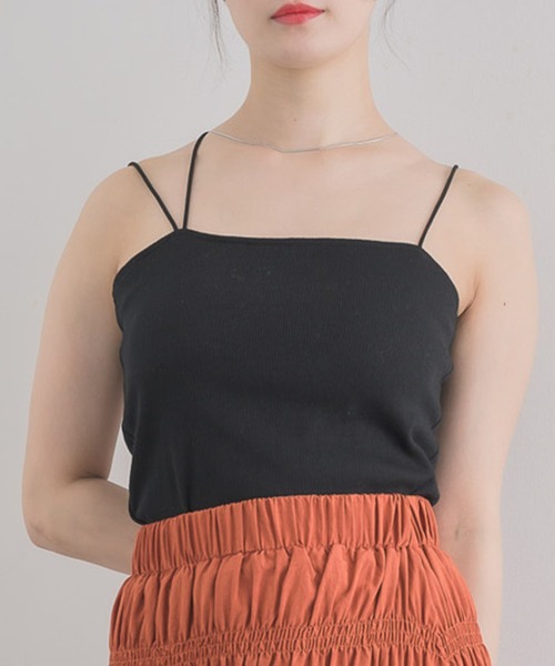 RETRO GIRL（レトロガール）の「アソートカップ付キャミ（キャミソール・レディース・オフホワイト/ナチュラル/ブルー/ブラック/ブラウン・FREE）」の2枚目の写真