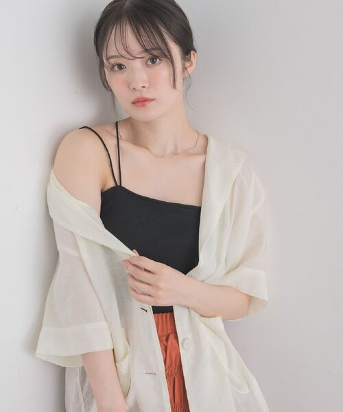 RETRO GIRL（レトロガール）の「アソートカップ付キャミ（キャミソール・レディース・オフホワイト/ナチュラル/ブルー/ブラック/ブラウン・FREE）」の9枚目の写真