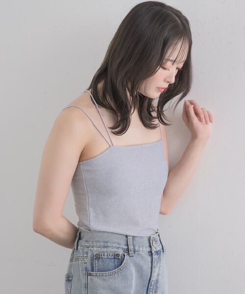 RETRO GIRL（レトロガール）の「アソートカップ付キャミ（キャミソール・レディース・オフホワイト/ナチュラル/ブルー/ブラック/ブラウン・FREE）」の6枚目の写真