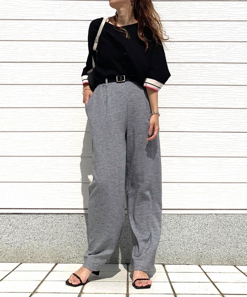 Q(キュー)の「ドルマンリブ5分袖ブラウス(シャツ/ブラウス・レディース・アイボリー/ブラック/ベージュ/カーキ/スモークピンク・MEDIUM)」の21枚目の写真