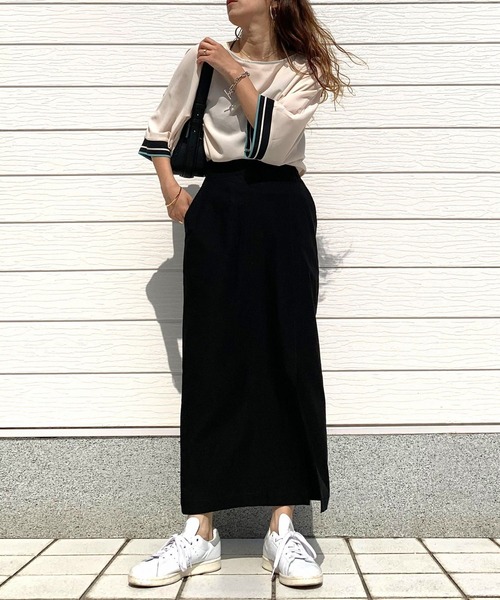 Q(キュー)の「ドルマンリブ5分袖ブラウス(シャツ/ブラウス・レディース・アイボリー/ブラック/ベージュ/カーキ/スモークピンク・MEDIUM)」の22枚目の写真