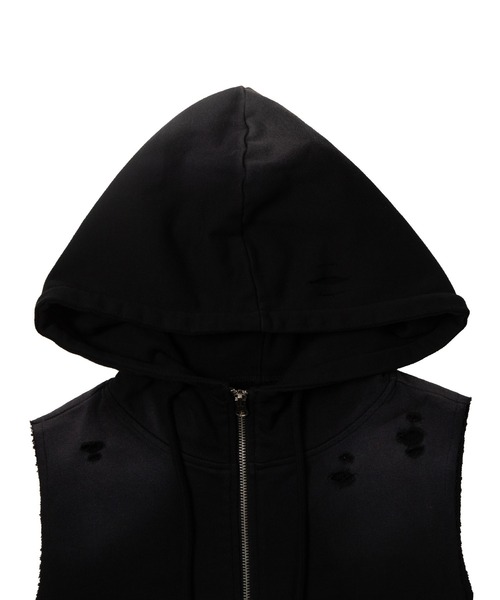 DISPARK/ヴィンテージウォッシュWジップノースリーブパーカー