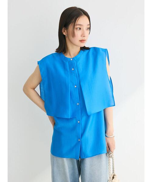 Green　Parks（グリーンパークス）の「レイヤードノースリーブブラウス（シャツ/ブラウス・レディース・ブラック/オフホワイト/ブルー/ライトグレー・FREE）」の15枚目の写真