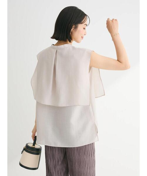 Green　Parks（グリーンパークス）の「レイヤードノースリーブブラウス（シャツ/ブラウス・レディース・ブラック/オフホワイト/ブルー/ライトグレー・FREE）」の9枚目の写真