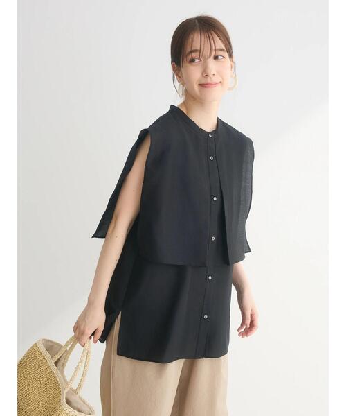 Green　Parks（グリーンパークス）の「レイヤードノースリーブブラウス（シャツ/ブラウス・レディース・ブラック/オフホワイト/ブルー/ライトグレー・FREE）」の21枚目の写真