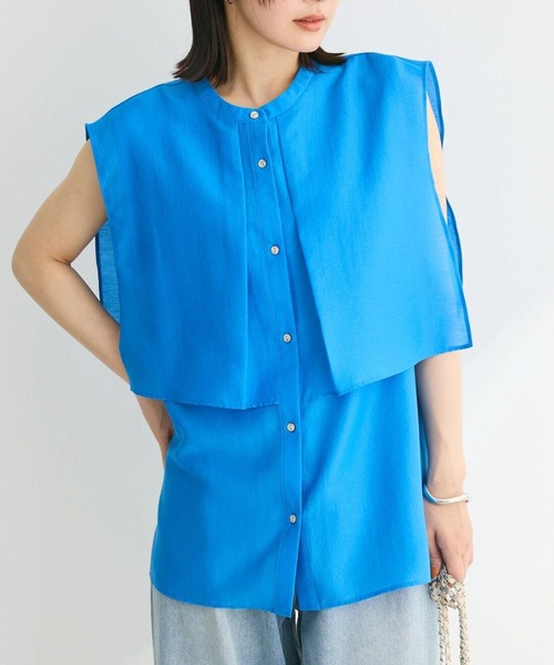 Green　Parks（グリーンパークス）の「レイヤードノースリーブブラウス（シャツ/ブラウス・レディース・ブラック/オフホワイト/ブルー/ライトグレー・FREE）」の4枚目の写真