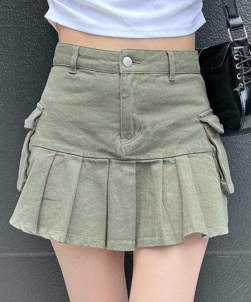 Figments(フィグメンツ)の「カーゴプリーツヘムツイルスカート(スカート・レディース・カーキ/ブラック/その他1・SMALL/MEDIUM)」の4枚目の写真