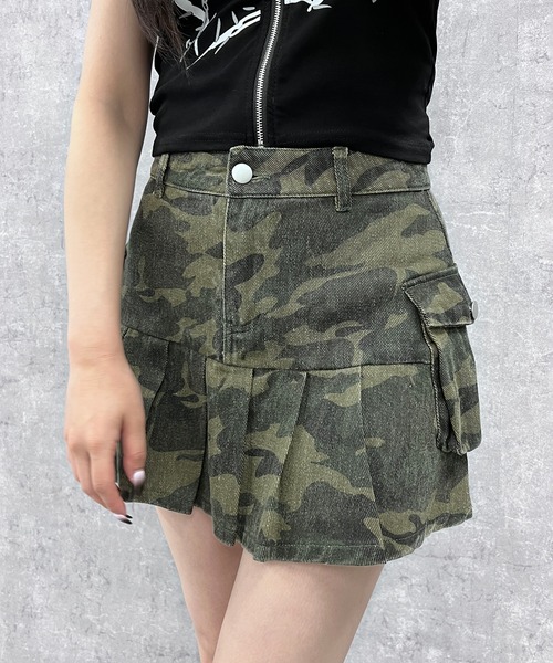 Figments(フィグメンツ)の「カーゴプリーツヘムツイルスカート(スカート・レディース・カーキ/ブラック/その他1・SMALL/MEDIUM)」の6枚目の写真