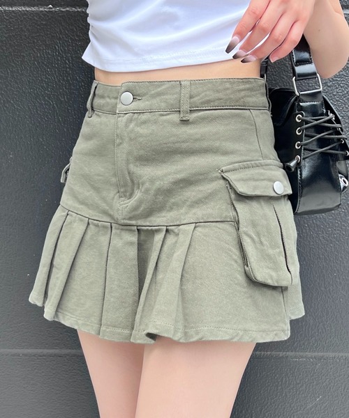 Figments(フィグメンツ)の「カーゴプリーツヘムツイルスカート(スカート・レディース・カーキ/ブラック/その他1・SMALL/MEDIUM)」の7枚目の写真