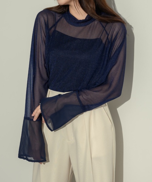 NEUNA（ヌナ）の「フレアスリーヴドッキングルーズトップス（Tシャツ/カットソー・レディース・グレー/アイボリー/ネイビー・FREE）」の7枚目の写真