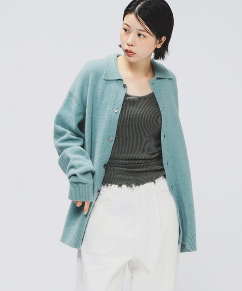 BEAMS（ビームス）の「7ゲージ  アルパカ ニット ポロ カーディガン（カーディガン/ボレロ・メンズ・サックスブルー/ライトブラウン・S/M/L/XL）」の18枚目の写真