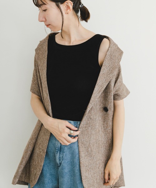 ITEMS URBANRESEARCH（アイテムズ アーバンリサーチ）の「シアーベロアスクエアタンクトップ（タンクトップ・レディース・ベージュ/ボルドー/ブラック・FREE）」の2枚目の写真