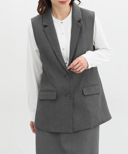 Honeys（ハニーズ）の「【ストレッチ/ウォッシャブル/イージーケア】テーラードジレ（ベスト・レディース・ネイビー/ベージュ/ブラック/杢グレー・S/M/L/LL）」の3枚目の写真