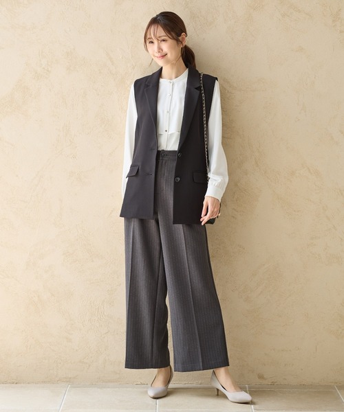 Honeys（ハニーズ）の「【ストレッチ/ウォッシャブル/イージーケア】テーラードジレ（ベスト・レディース・ネイビー/ベージュ/ブラック/杢グレー・S/M/L/LL）」の7枚目の写真