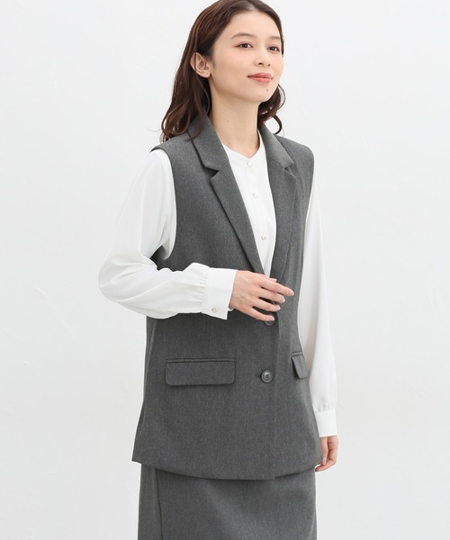 Honeys（ハニーズ）の「【ストレッチ/ウォッシャブル/イージーケア】テーラードジレ（ベスト・レディース・ネイビー/ベージュ/ブラック/杢グレー・S/M/L/LL）」の18枚目の写真