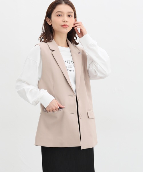 Honeys（ハニーズ）の「【ストレッチ/ウォッシャブル/イージーケア】テーラードジレ（ベスト・レディース・ネイビー/ベージュ/ブラック/杢グレー・S/M/L/LL）」の21枚目の写真