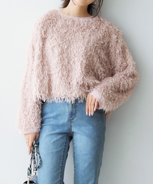 nissen（ニッセン）の「シャギーカットソートップス（Tシャツ/カットソー・レディース・ピンク/アイボリー/ブルーグレー・S/M/L/LL）」の14枚目の写真