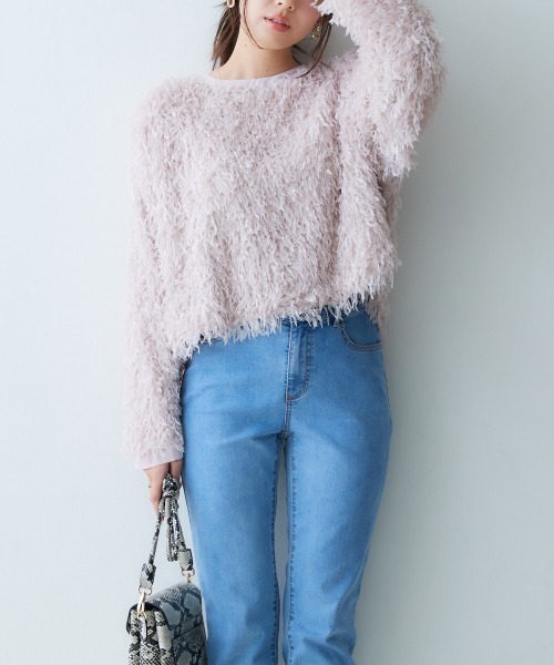 nissen（ニッセン）の「シャギーカットソートップス（Tシャツ/カットソー・レディース・ピンク/アイボリー/ブルーグレー・S/M/L/LL）」の15枚目の写真