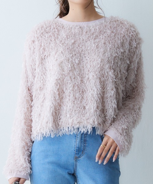 nissen（ニッセン）の「シャギーカットソートップス（Tシャツ/カットソー・レディース・ピンク/アイボリー/ブルーグレー・S/M/L/LL）」の13枚目の写真