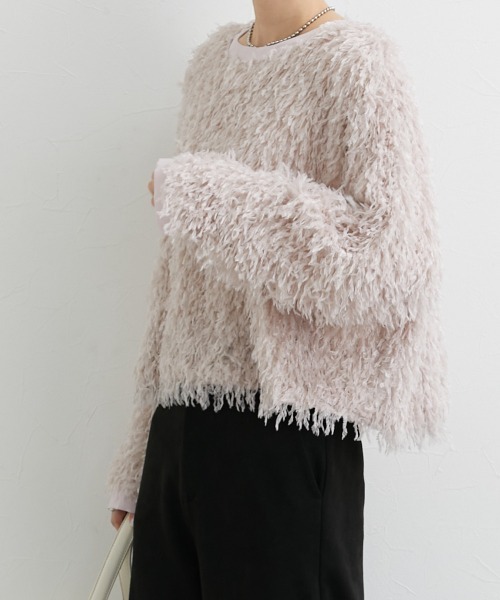 nissen（ニッセン）の「シャギーカットソートップス（Tシャツ/カットソー・レディース・ピンク/アイボリー/ブルーグレー・S/M/L/LL）」の6枚目の写真