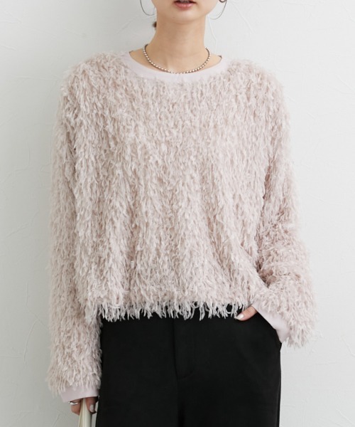 nissen（ニッセン）の「シャギーカットソートップス（Tシャツ/カットソー・レディース・ピンク/アイボリー/ブルーグレー・S/M/L/LL）」の9枚目の写真