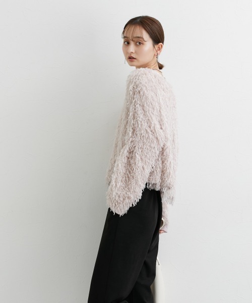 nissen（ニッセン）の「シャギーカットソートップス（Tシャツ/カットソー・レディース・ピンク/アイボリー/ブルーグレー・S/M/L/LL）」の5枚目の写真