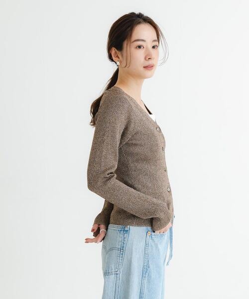 URBAN RESEARCH（アーバンリサーチ）の「ラメリブニットカーディガン（カーディガン/ボレロ・レディース・シルバー/ブラック/ブロンズ/ピンク・FREE）」の5枚目の写真