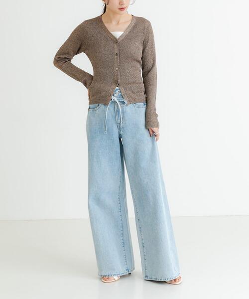 URBAN RESEARCH（アーバンリサーチ）の「ラメリブニットカーディガン（カーディガン/ボレロ・レディース・シルバー/ブラック/ブロンズ/ピンク・FREE）」の7枚目の写真
