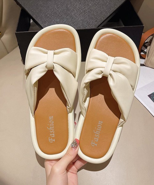 Miniministore(ミニミニストア)の「ミュールサンダル スリッパ 夏靴(サンダル・レディース・アイボリー/ブラック・23.5cm/24.5cm/23.0cm/24.0cm/25.0cm/22.5cm)」の2枚目の写真