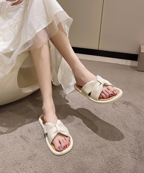 Miniministore(ミニミニストア)の「ミュールサンダル スリッパ 夏靴(サンダル・レディース・アイボリー/ブラック・23.5cm/24.5cm/23.0cm/24.0cm/25.0cm/22.5cm)」の11枚目の写真