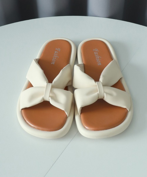 Miniministore(ミニミニストア)の「ミュールサンダル スリッパ 夏靴(サンダル・レディース・アイボリー/ブラック・23.5cm/24.5cm/23.0cm/24.0cm/25.0cm/22.5cm)」の4枚目の写真