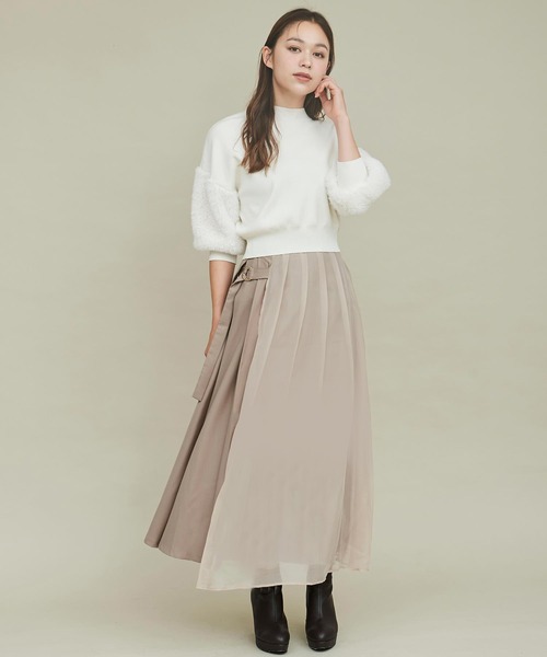31 Sons de mode（トランテアン　ソン　ドゥ　モード）の「オーガンレイヤードプリーツスカート（スカート・レディース・モカ/クリーム・36/38）」の13枚目の写真