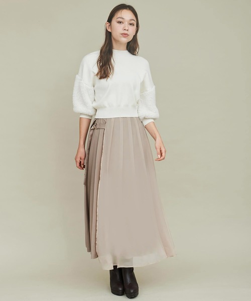 31 Sons de mode（トランテアン　ソン　ドゥ　モード）の「オーガンレイヤードプリーツスカート（スカート・レディース・モカ/クリーム・36/38）」の11枚目の写真