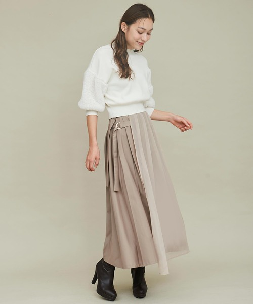 31 Sons de mode（トランテアン　ソン　ドゥ　モード）の「オーガンレイヤードプリーツスカート（スカート・レディース・モカ/クリーム・36/38）」の18枚目の写真