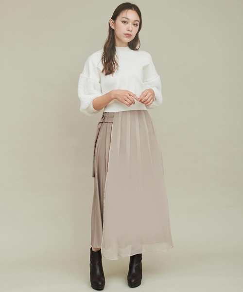 31 Sons de mode（トランテアン　ソン　ドゥ　モード）の「オーガンレイヤードプリーツスカート（スカート・レディース・モカ/クリーム・36/38）」の6枚目の写真