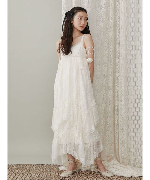 merry jenny（メリージェニー）の「デコラティブレースキャミワンピース（ワンピース・レディース・ブラック/アイボリー・FREE）」の2枚目の写真