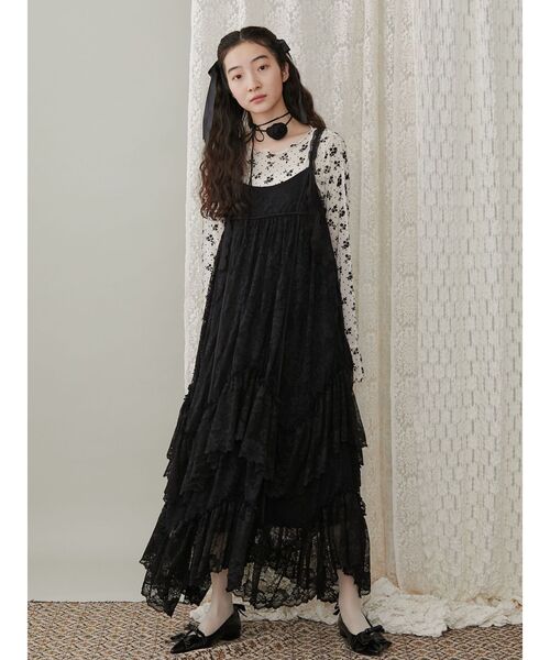 merry jenny（メリージェニー）の「デコラティブレースキャミワンピース（ワンピース・レディース・ブラック/アイボリー・FREE）」の17枚目の写真