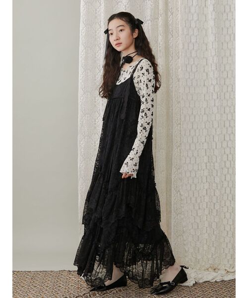 merry jenny（メリージェニー）の「デコラティブレースキャミワンピース（ワンピース・レディース・ブラック/アイボリー・FREE）」の16枚目の写真
