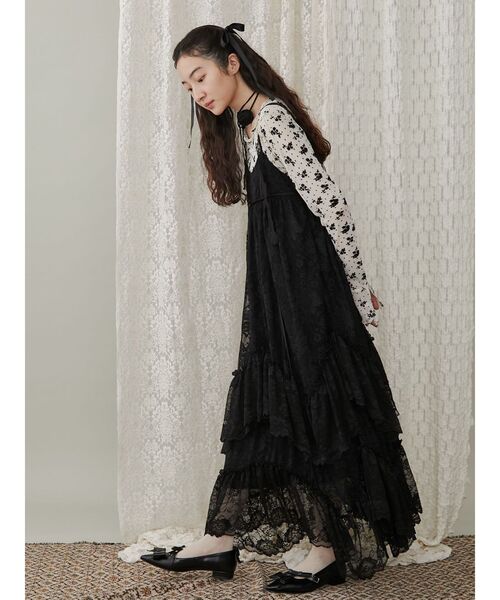 merry jenny（メリージェニー）の「デコラティブレースキャミワンピース（ワンピース・レディース・ブラック/アイボリー・FREE）」の15枚目の写真