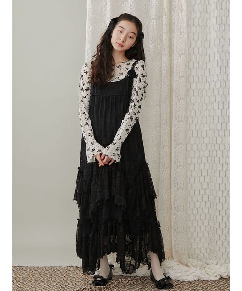 merry jenny（メリージェニー）の「デコラティブレースキャミワンピース（ワンピース・レディース・ブラック/アイボリー・FREE）」の14枚目の写真