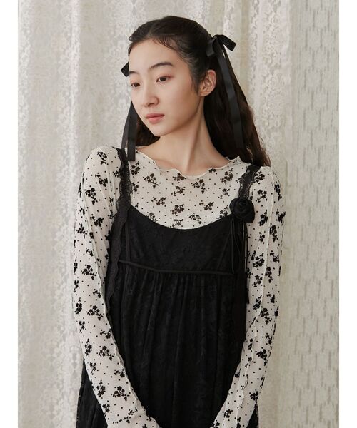 merry jenny（メリージェニー）の「デコラティブレースキャミワンピース（ワンピース・レディース・ブラック/アイボリー・FREE）」の13枚目の写真