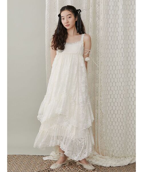 merry jenny（メリージェニー）の「デコラティブレースキャミワンピース（ワンピース・レディース・ブラック/アイボリー・FREE）」の9枚目の写真