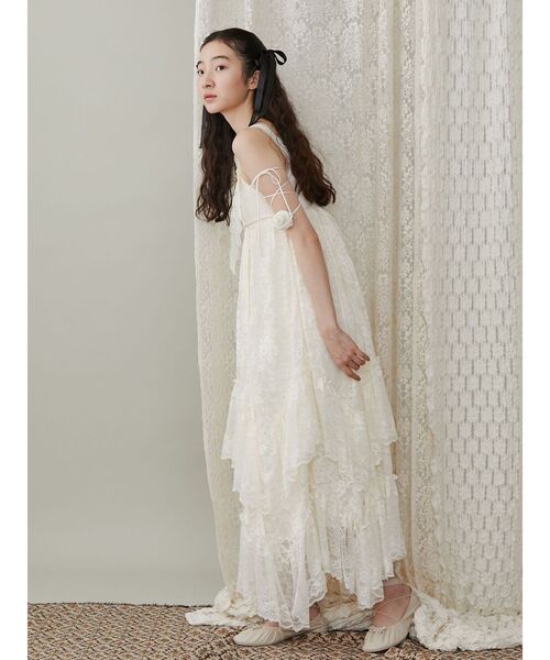 merry jenny（メリージェニー）の「デコラティブレースキャミワンピース（ワンピース・レディース・ブラック/アイボリー・FREE）」の8枚目の写真