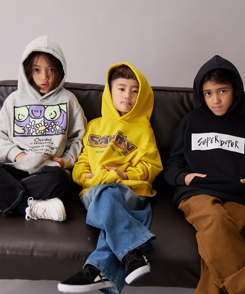 PAIRMANON STREET（ペアマノンストリート）の「【PAIRMANON STREET】裏毛 プリント フーディー スウェット 長袖 パーカー（パーカー・キッズ・ブラック/ブラック系その他/グレー系その他/ブラウン系その他2/グレー/イエロー・90/160/150/140/130/120/110/100）」の9枚目の写真