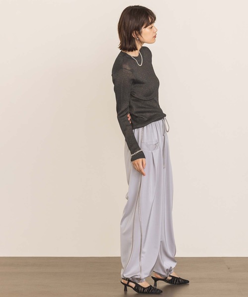 CLOCHE（クロシェ）の「シアーリブモックネックニット（ニット/セーター・レディース・グレー/ブルー・FREE）」の4枚目の写真