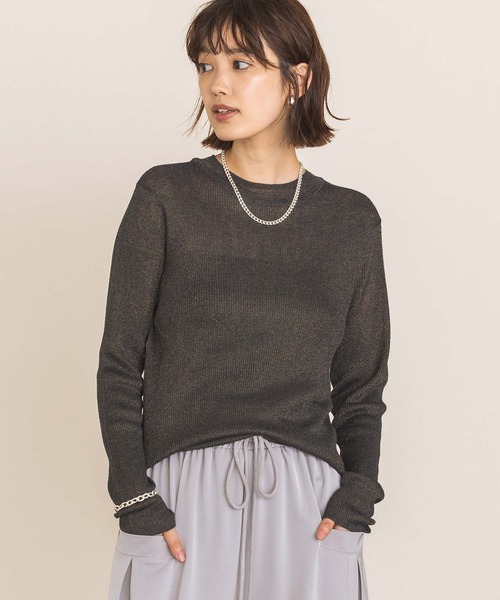 CLOCHE（クロシェ）の「シアーリブモックネックニット（ニット/セーター・レディース・グレー/ブルー・FREE）」の7枚目の写真