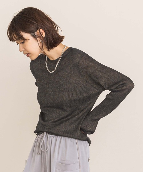 CLOCHE（クロシェ）の「シアーリブモックネックニット（ニット/セーター・レディース・グレー/ブルー・FREE）」の8枚目の写真