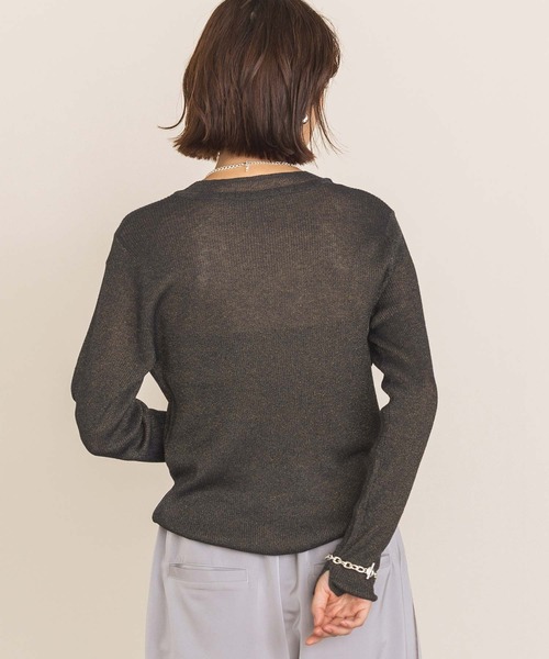 CLOCHE（クロシェ）の「シアーリブモックネックニット（ニット/セーター・レディース・グレー/ブルー・FREE）」の9枚目の写真